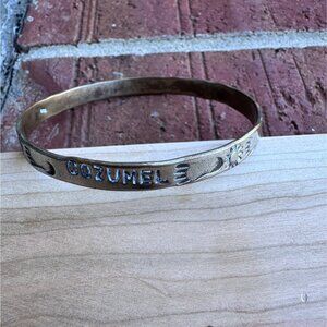 Vintage Cozumel Sterling Silver Bangle Bracelet With Engraved Sunflower Design